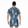 thumbnail image 2 of Patchwork Denim Jeans Pattern Short Sleeve Men'S Rompers, Denim Pattern Design Casual Summer Jumpsuits Outfit, 2 of 4