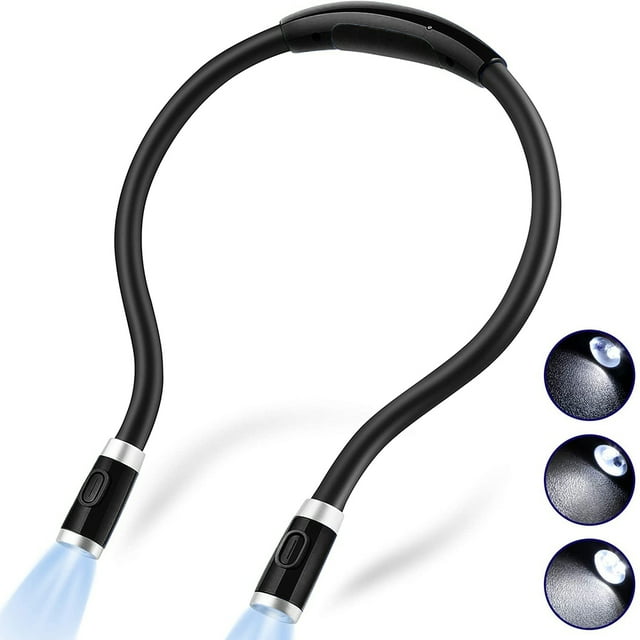 Lampe de Lecture à DEL Rechargeable pour Câlins, Mains Libres, 3 Niveaux de Luminosité Réglables, pour Lire au Lit Ou en Voiture, Noire