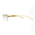 thumbnail image 4 of Cougar Jewel Rimless Narrow Rectangular Luxury Pimp Sunglasses Gold Grey Clear, 4 of 4