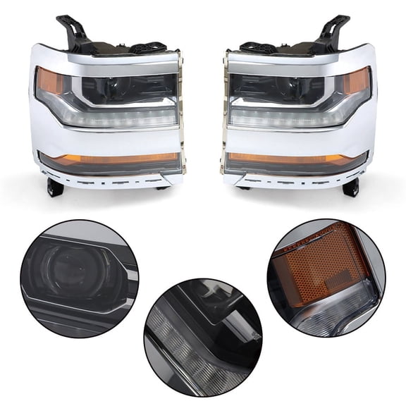 LABLT Headlights Replacement for 2016-2018 Chevy Silverado 1500 LED HID Xenon Projector Headlamp Pair Passenger and Driver Side