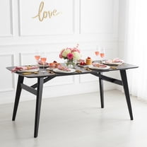 GOMYHOME 71" Mid-Century Modern Dining Table, Matte Black Large Rectangular Kitchen Table for 6