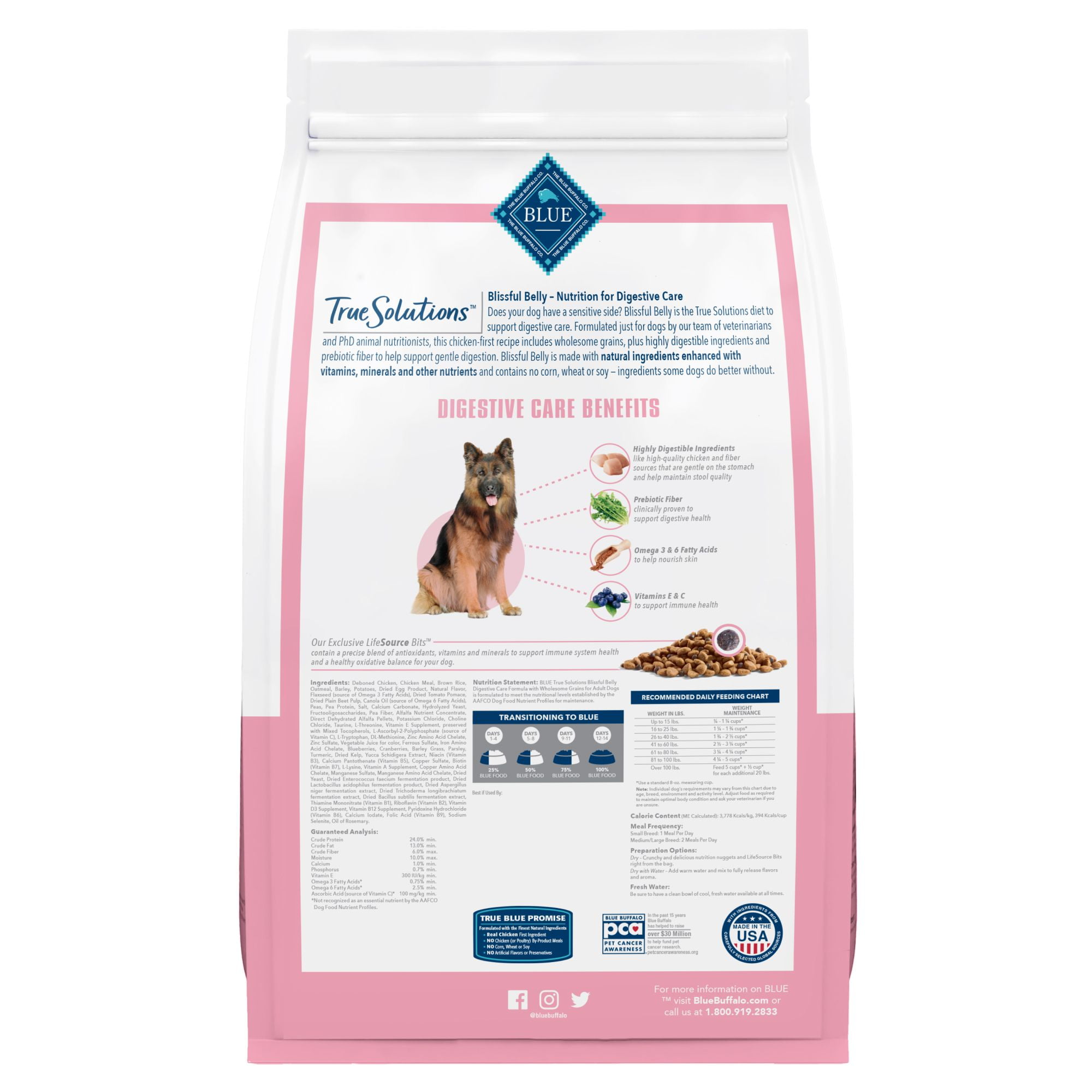 Blue Buffalo True Solutions Blissful Belly Dry Dog Food, Digestive Care, Chicken, 11 lbs.