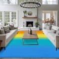thumbnail image 4 of Rainbow Gradient Washable Living Room Rugs 6'x9', Abstract Blue Green Yellow Ombre Minimalist Low Pile Throw Large Area Rug Non-Slip Sturdy Edge Binding Carpet for Dining Room Kitchen Office, 4 of 9