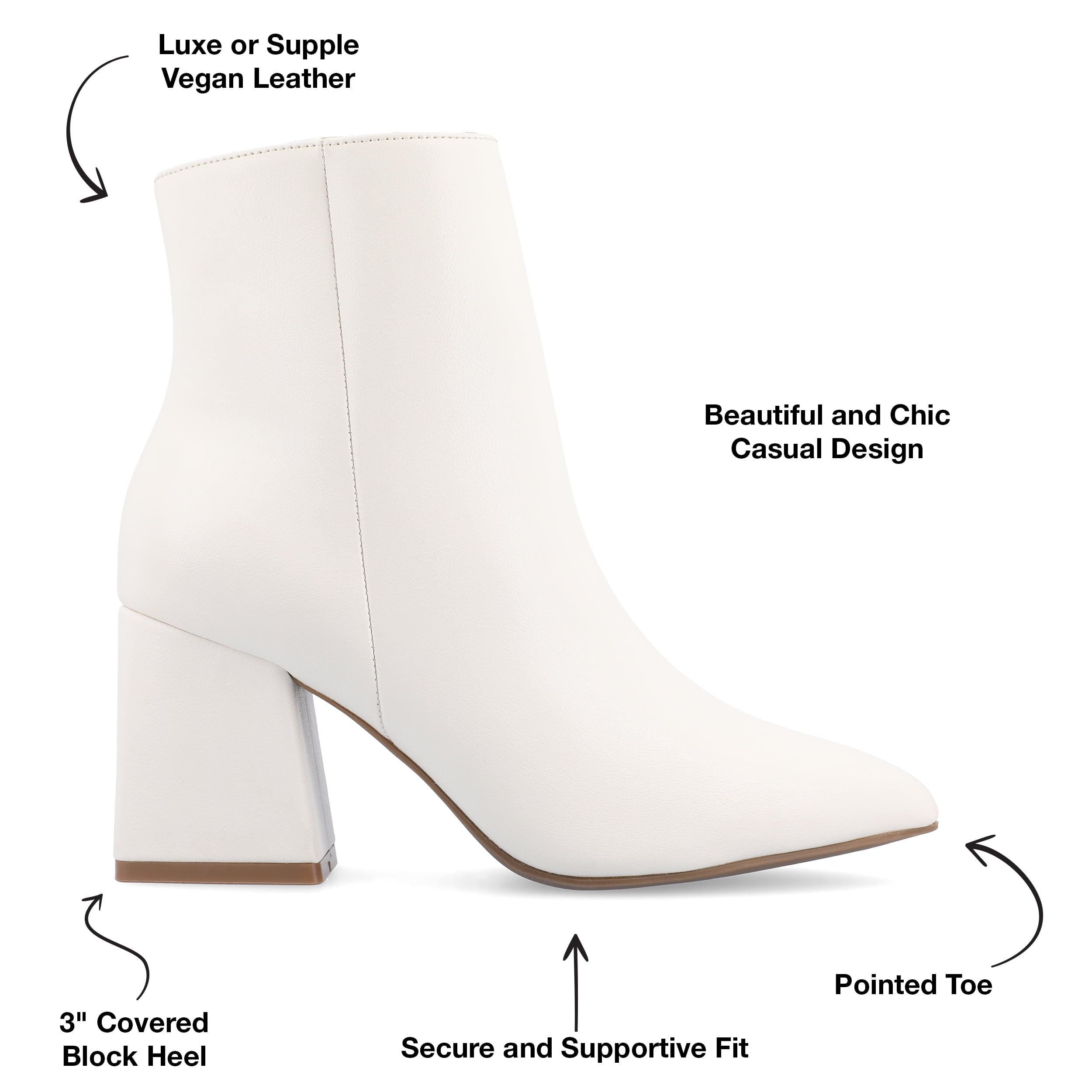 Journee Womens Sorren Covered Block Heel Pointed Toe Booties