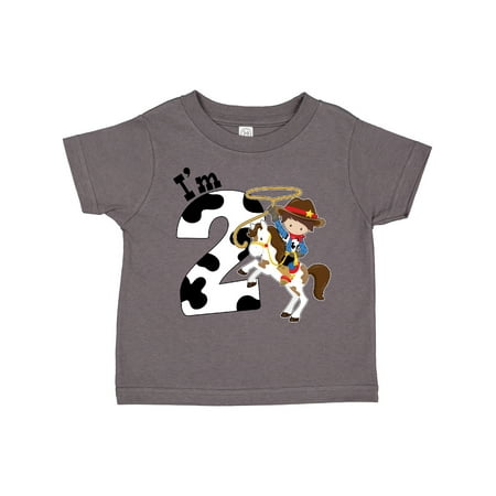 

Inktastic I m Two-cowboy Riding Horse Birthday Gift Toddler Boy Girl T-Shirt