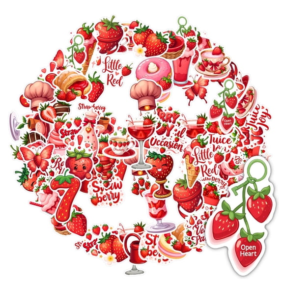35pcs-50pcs Red Stickers Stationery Stickers Sweet Kids Stickers Funny DIY Stickers for Laptops Suitcases