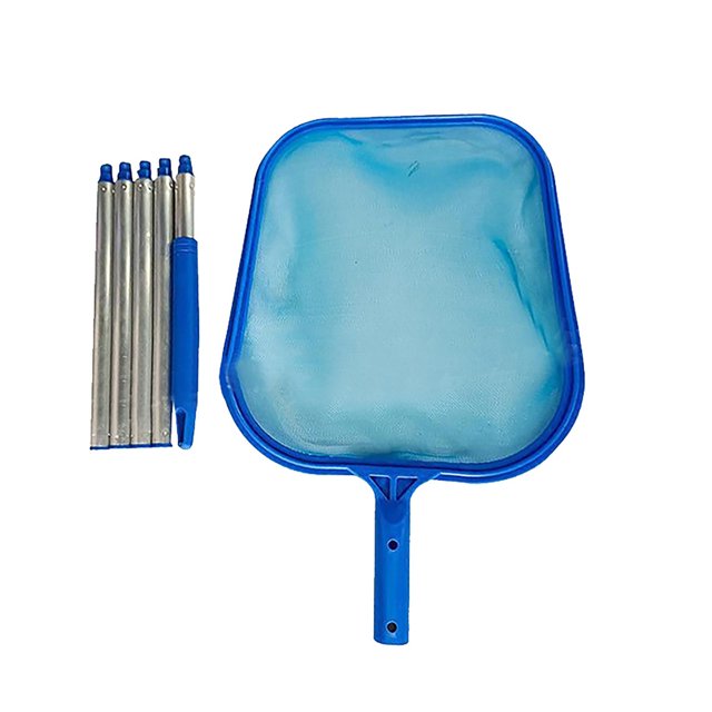 Birdeem Profession Leaf Rake Mesh Frame Net Skimmer Cleaner Swimming Pool Tool with 5 Assembly Rods