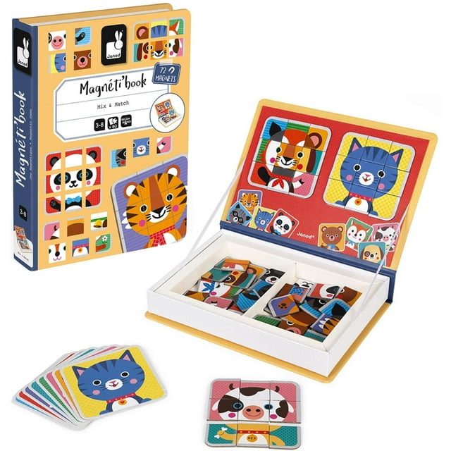 Juego Magnetic Mix and Match Animal Faces Janod Magnetibook
