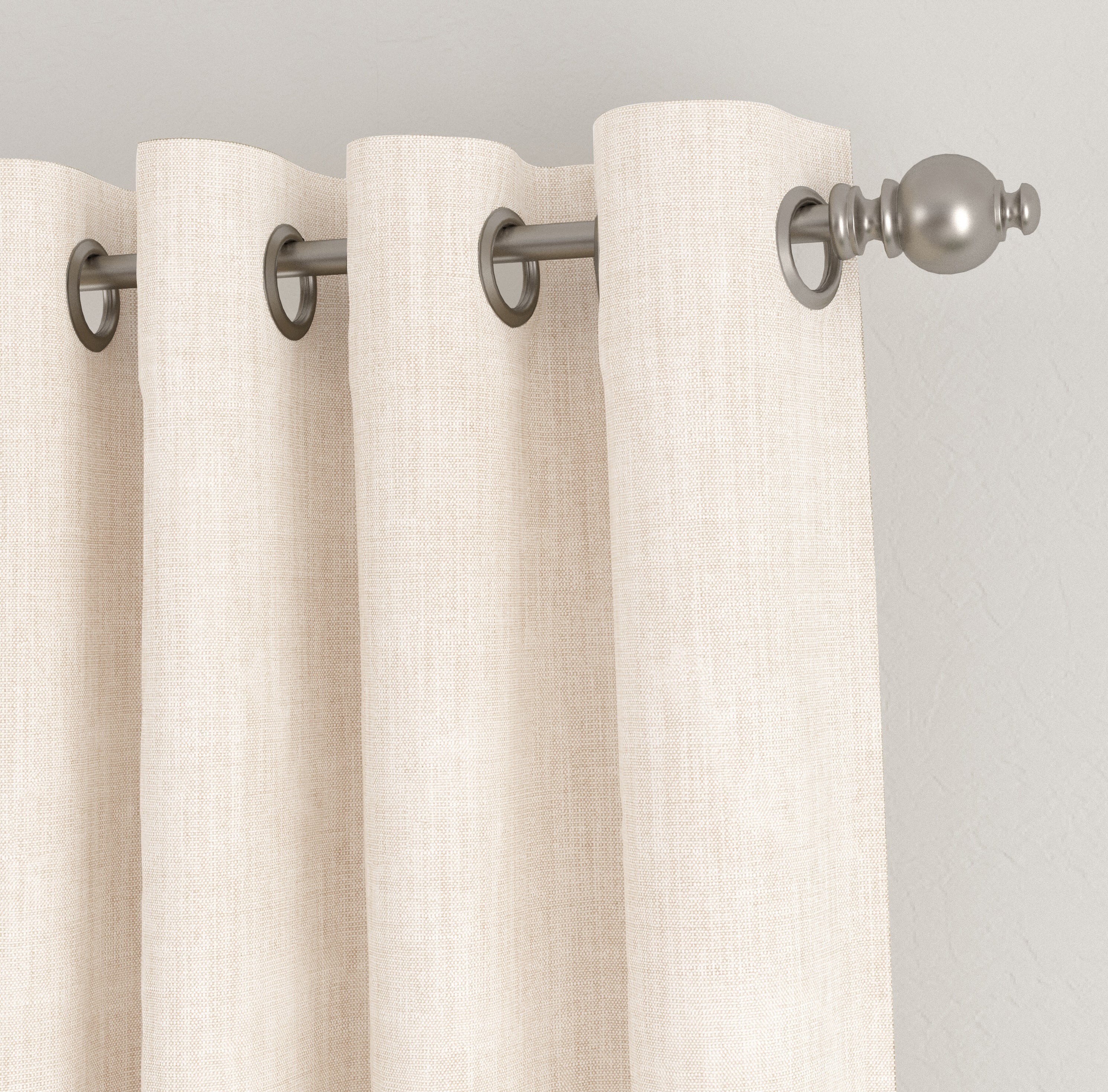Noble Linens Ivory Linen Blend Energy Saving Grommet Curtain Panel, 50" x 84" 2 Panels