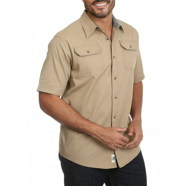 Wrangler Men's Short Sleeve Two Pocket Twill Shirt - Walmart.com