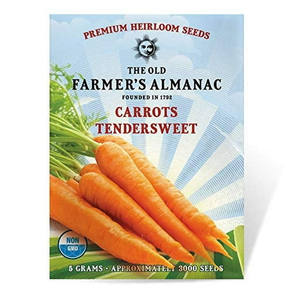 The Old Farmer's Almanac Heirloom Tendersweet Carrot Seeds - Premium Non-GMO, Open Pollinated, Vegetable Seeds - 5 Grams
