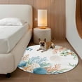 thumbnail image 2 of Beach Coastal Round Area Rug 5Ft Washable Circle Rugs for Living Room Bedroom, Summer Nautical Coral Shell Botanical Non-Slip Carpet Floor Mats Indoor Outdoor Carpet Runner Aesthetic Home Decor, 2 of 8