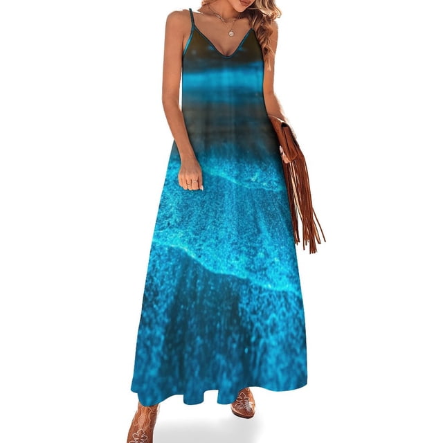 Vestido sin mangas con ondas de bioluminiscencia, vestidos de mujer para ocasiones especiales, vestidos cortos sexys y atrevidos