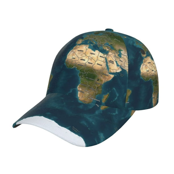 Fotbe World Map Gorro Clásico de Béisbol, Gorra Ajustable con Broche Snapback, Gorro de Exterior de Algodón Suave