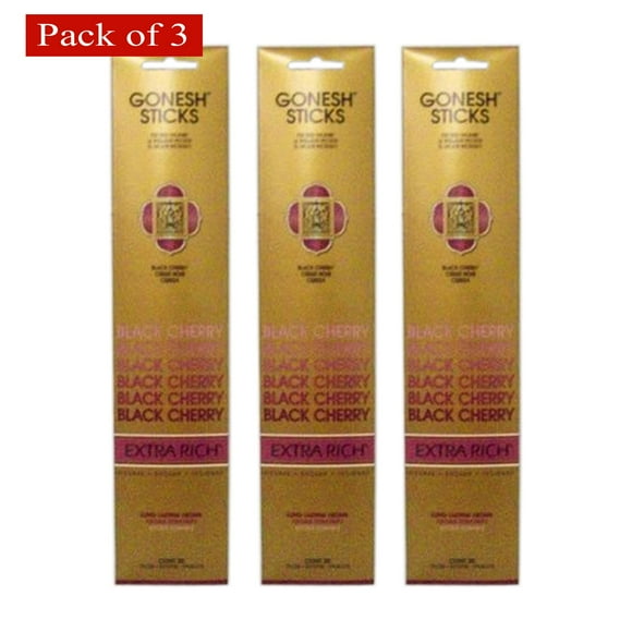 Gonesh Extra Riche Cerise Noire 20 Bâtons (Emballage et Parfums Peuvent Parfois Varier) - Lot de 3