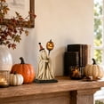thumbnail image 4 of Resin Ghost Figurine with Pumpkin Lantern LED Glowing Statue Handcrafted Floating Fabric Design for Halloween Night Light, 7 Inch, 4 of 6