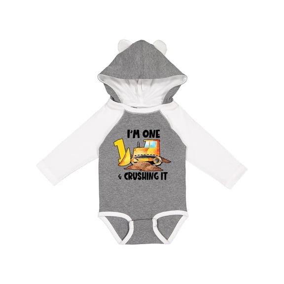 Inktastic I'm 1 and Crushing It Construction 1st Birthday Boys or Girls Long Sleeve Baby Bodysuit