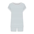 thumbnail image 5 of Women Two Piece Short Sets,Two Piece Shorts Sets for Women Vacation Trendy Lounge Sets Crew Neck Matching Sets Cap Sleeve Suits, 5 of 5