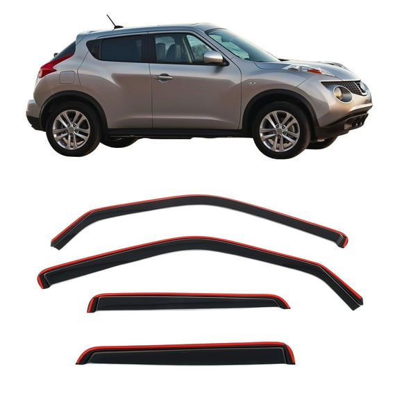 Ikon Motorsports In-Channel Window Visors Fits 2011-2017 Nissan Juke, Slim Style Side Door Rain Vent Guard Deflectors, Acrylic Smoke 4PCS