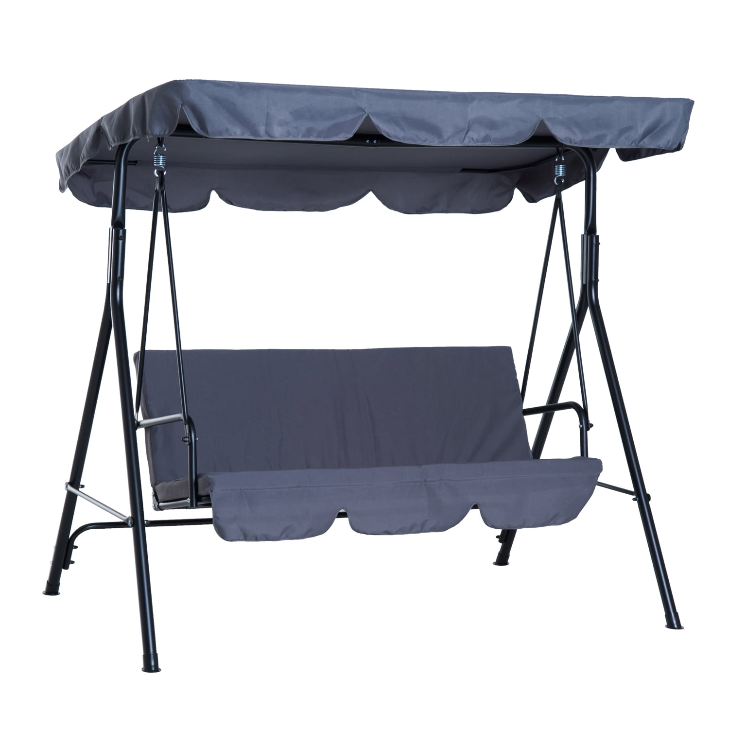 Outsunny 3Person Porch Lawn Swing with Canopy, Outdoor Yard Glider