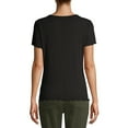 thumbnail image 2 of Time and Tru Women’s Lettuce Edge Short Sleeve T-Shirt, 2 of 6
