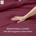 thumbnail image 3 of Kotton Culture 3 Pc Duvet Cover Queen Size/Full Size Set-100% Egyptian Cotton 600 TC Ultra Soft Premium Durable Comforter Cover Zipper Closure & Corner Ties- (Red Burgundy, 90" X 90"), 3 of 8
