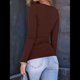 thumbnail image 5 of Camisas de Larga para Mujer, Blusas de Cuello Cuadrado, Blusas Básicas de Punto Acanalado, Conjuntos de Otoño, Ropa de Moda Marrón Oscuro M, 5 of 8