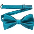 thumbnail image 3 of SURJDE Mens Solid Color Pre-tied Bow Tie and Pocket Square Cufflink Set, 3 of 5