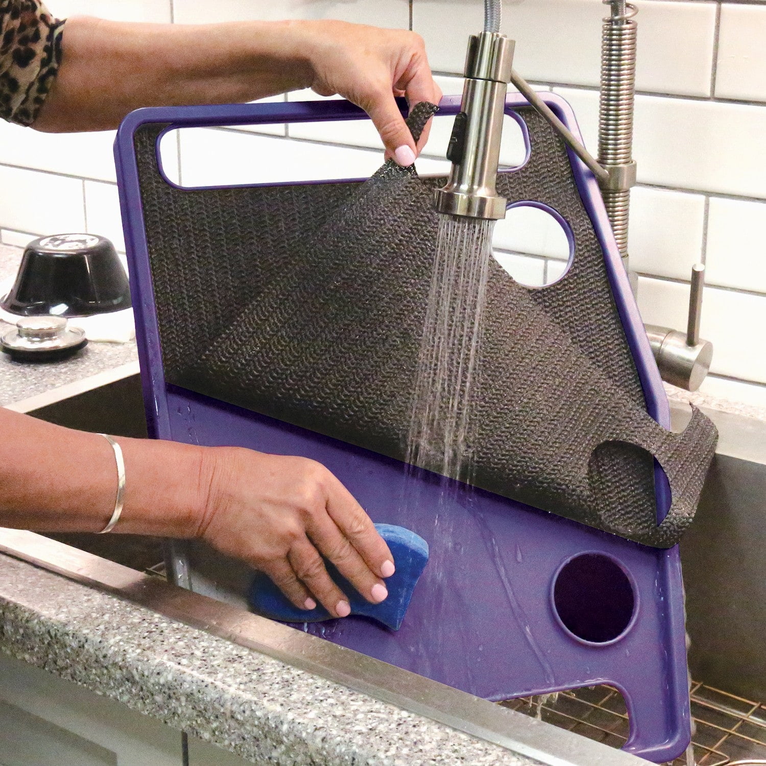 Support Plus Walker Tray Table - Mobility Table Tray for Walker, Non Slip Walker Tray Mat, Walker Accessories Mat, Cup Holder for Walker (21"x16") - Purple