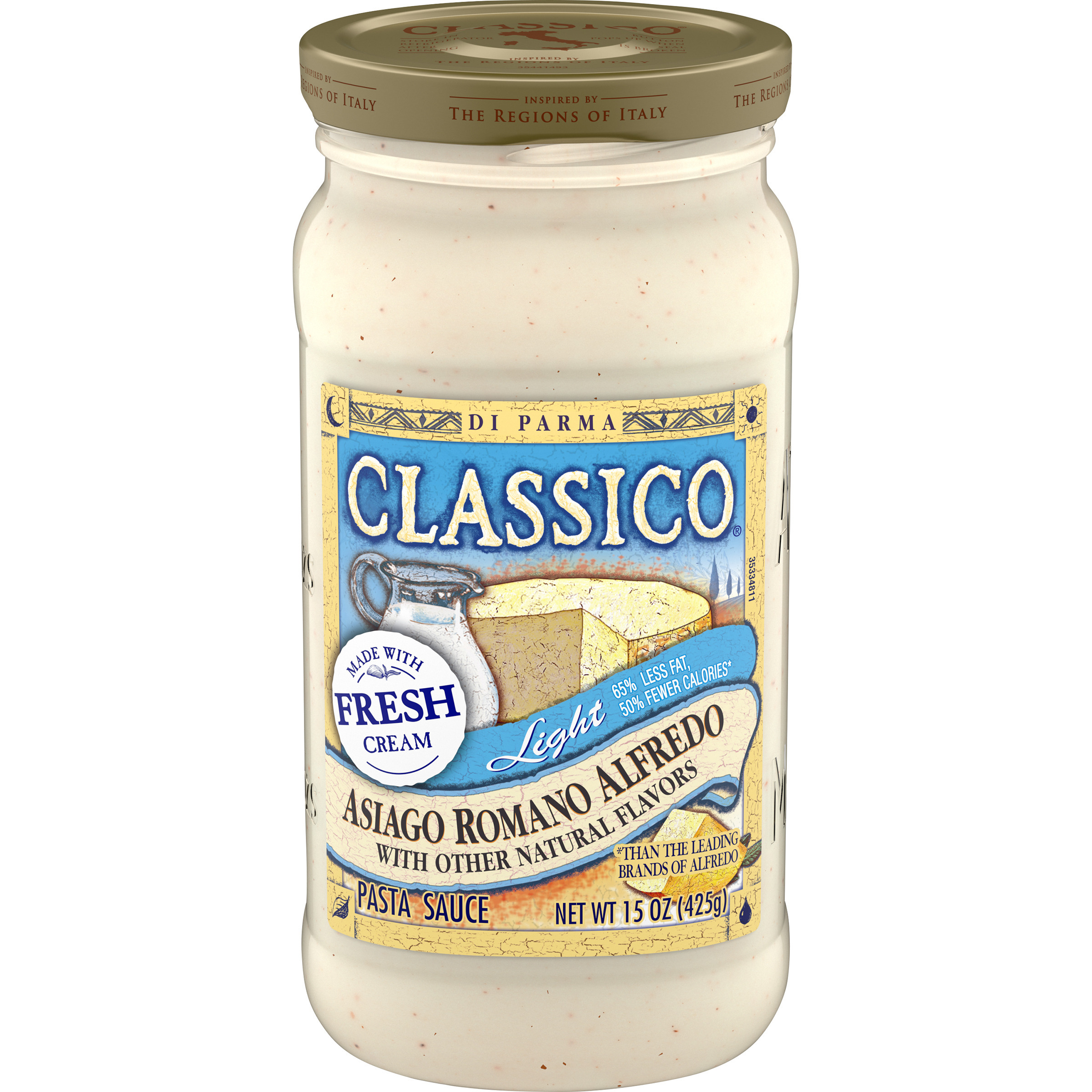 Classico Light Asiago Romano Alfredo Pasta Sauce, 15 oz Jar