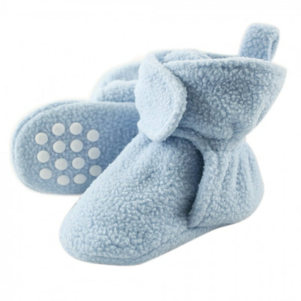 Luvable Friends Baby and Toddler Boy Cozy Fleece Booties, Light Blue, 0