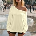 thumbnail image 2 of CONFREE Oversized Sweatshirts For Women Off Shoulder Ladys Sweatshirt Solid Color Soft Spring Fall Clothes Shirts, 2 of 5