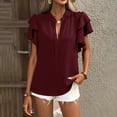 thumbnail image 5 of AherBiu Business Casual Tops for Women Ruffle Cap Sleeve V Neck Elegant Ladies Dressy Casual Work Blouse, 5 of 5