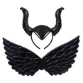 thumbnail image 1 of TheFound Kids Unisex Halloween Costume Prop, Solid Color Wings Devil's Horn Hair Hoop Accessory for Cosplay, 1 of 8