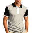 thumbnail image 3 of Garbnen Mens Short Sleeve Polo Shirts Collared Men Golf Shirt Casual Color Block Breathable Business Athletic Men Workout Shirt Beige M, 3 of 7