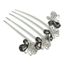 Unique Bargains Women Rhinestone Inlaid Flower Hair Comb, Hair Accessory, Rhinestone Butterfly Head Pieces Gray