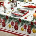thumbnail image 3 of Horaldaily Christmas Tablecloth 60×60 Inch Square, Christmas Ball Ornaments Pine Stars Washable Table Cover for Party Picnic Dinner Decor, 3 of 6