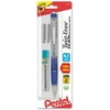 Pentel Twist-Erase CLICK Mechanical Pencil, (0.7mm) Clear Barrel, Asst Grip Colors with Lead and (2) Erasers, 1-pk Carded