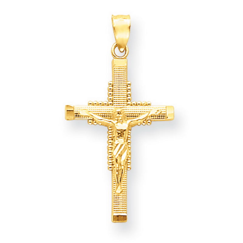 14k Yellow Gold Textured Crucifix Pendant - Walmart.com