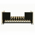 thumbnail image 5 of Twin Size upholstered platform bed frame with pop-up trundle, no box spring, beige for guest room, 5 of 15