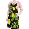 thumbnail image 5 of Yellow Lemon Fruit Limes Black Pattern Apron-Garden Aprons for Women with Pockets-Cotton Linen Waterproof Kitchen Cooking Gardening Aprons Adjustable for Kitchen,Cooking,BBQ and Salon 33x27 Inch, 5 of 7