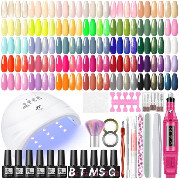Kit de esmalte de uñas en gel COSCELIA con luz UV y taladro, 35 colores