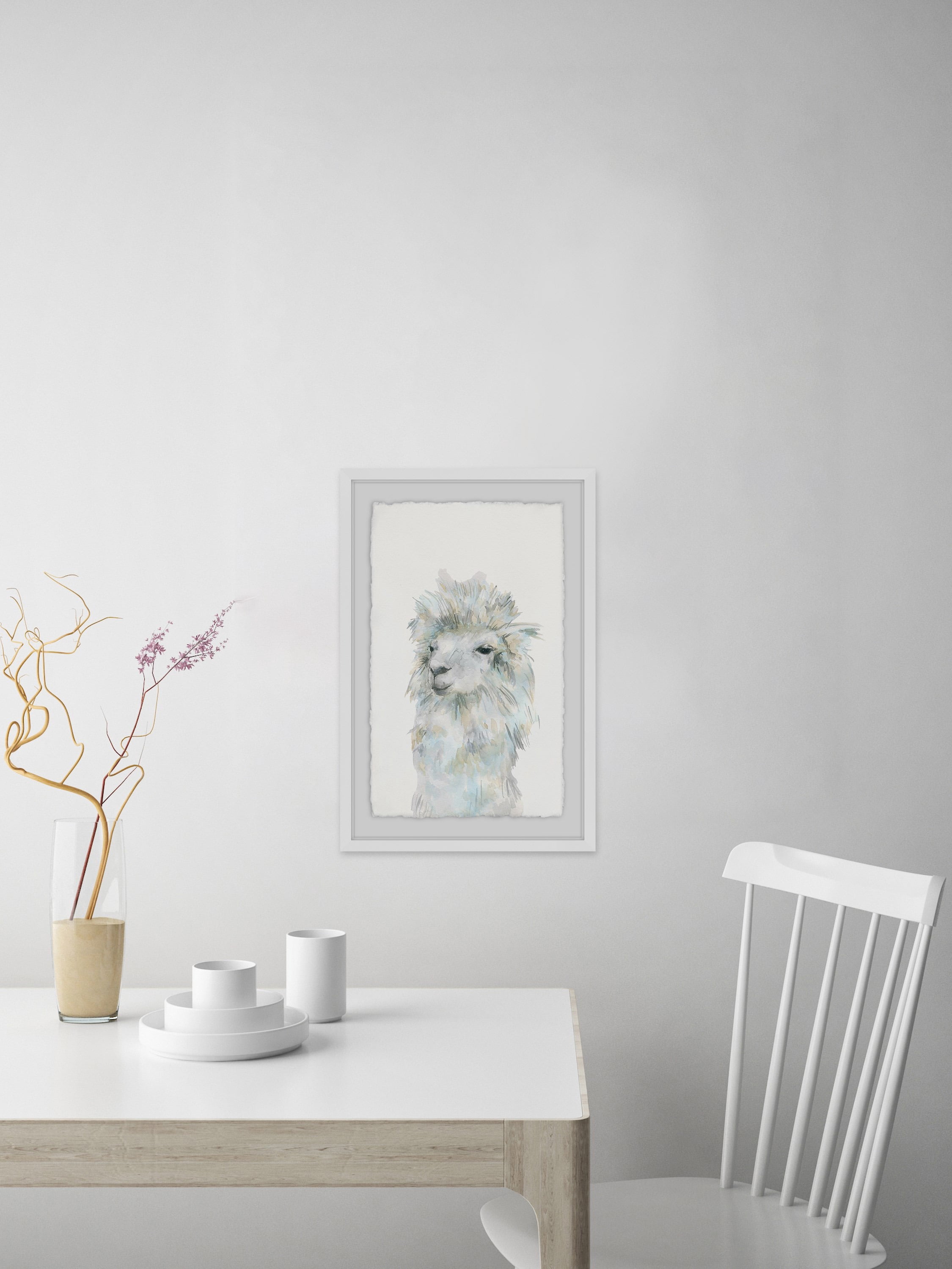 Fluffy White Framed Painting Print