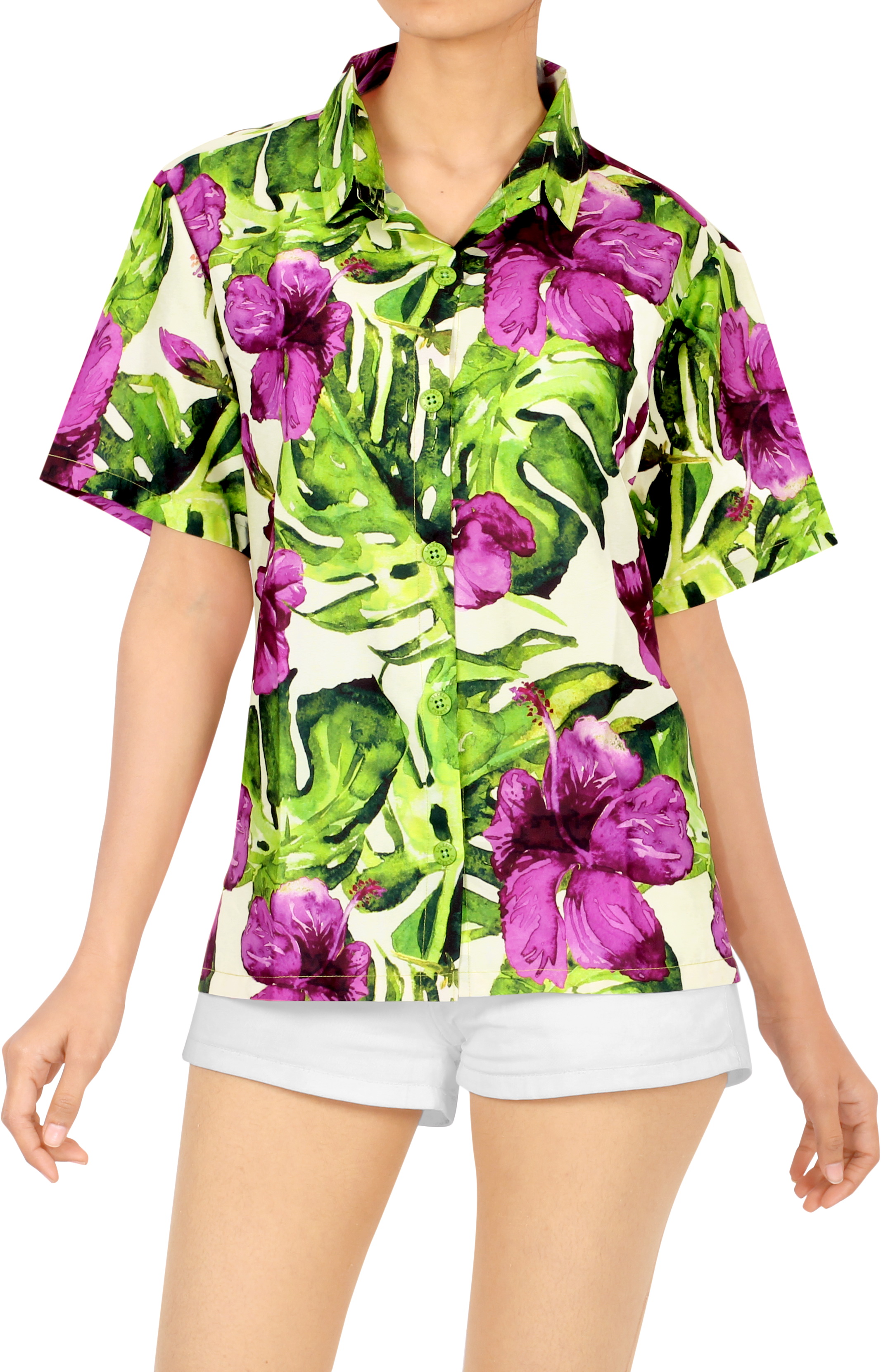 LA LEELA Women's Beach Button Down Short Sleeve Hawaiian Shirt XXL