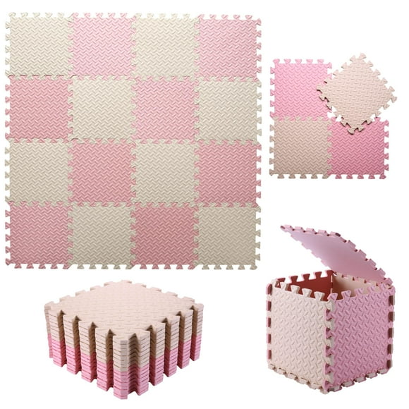 Alfombra de juego de espuma Tamiplay, 0,4 cm de grosor, entrelazada, 16 baldosas, color beige
