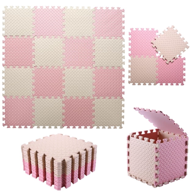 Alfombra de juego de espuma Tamiplay, 0,4 cm de grosor, entrelazada, 16 baldosas, color beige