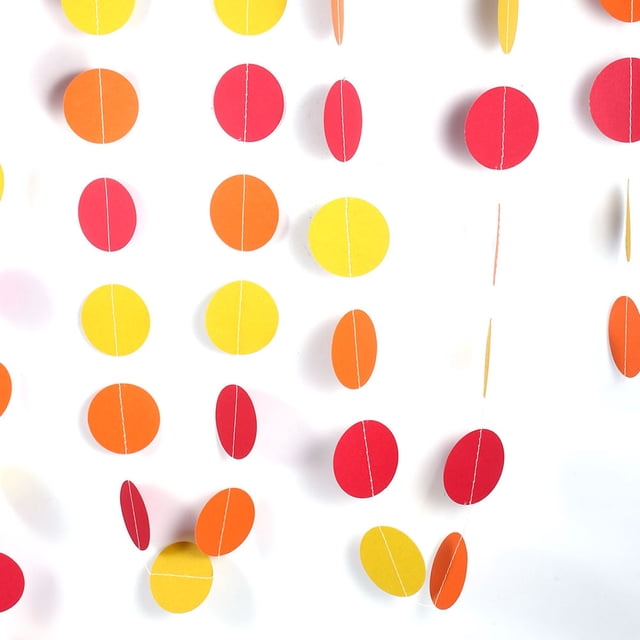 Guirnalda de papel redonda de colores para colgar en fiestas, decoración amarilla, naranja y roja