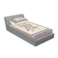 thumbnail image 2 of Ambesonne Tribal Fitted Sheet & Pillow Sham Set, Inspirational Aztec Art, Twinxl, Tan Coral Blue, 2 of 2