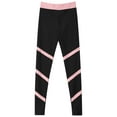 thumbnail image 3 of YIZYIF Kids Girls Stripes Skinny Sports Pants Figure Ice Skating Jogging Workout Leggings Pants Pink 6, 3 of 5