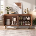 thumbnail image 6 of JOINICE 59" Sideboard Buffet Cabinet with 4 Doors, Mid-Century Modern Wood Accent Storage Cabinet, Credenza for Dining Room, Living Room, Entryway, Brown, 6 of 8